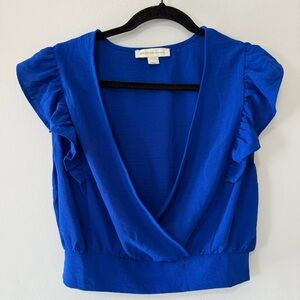 Monteau Royal Blue Ruffled Blouse